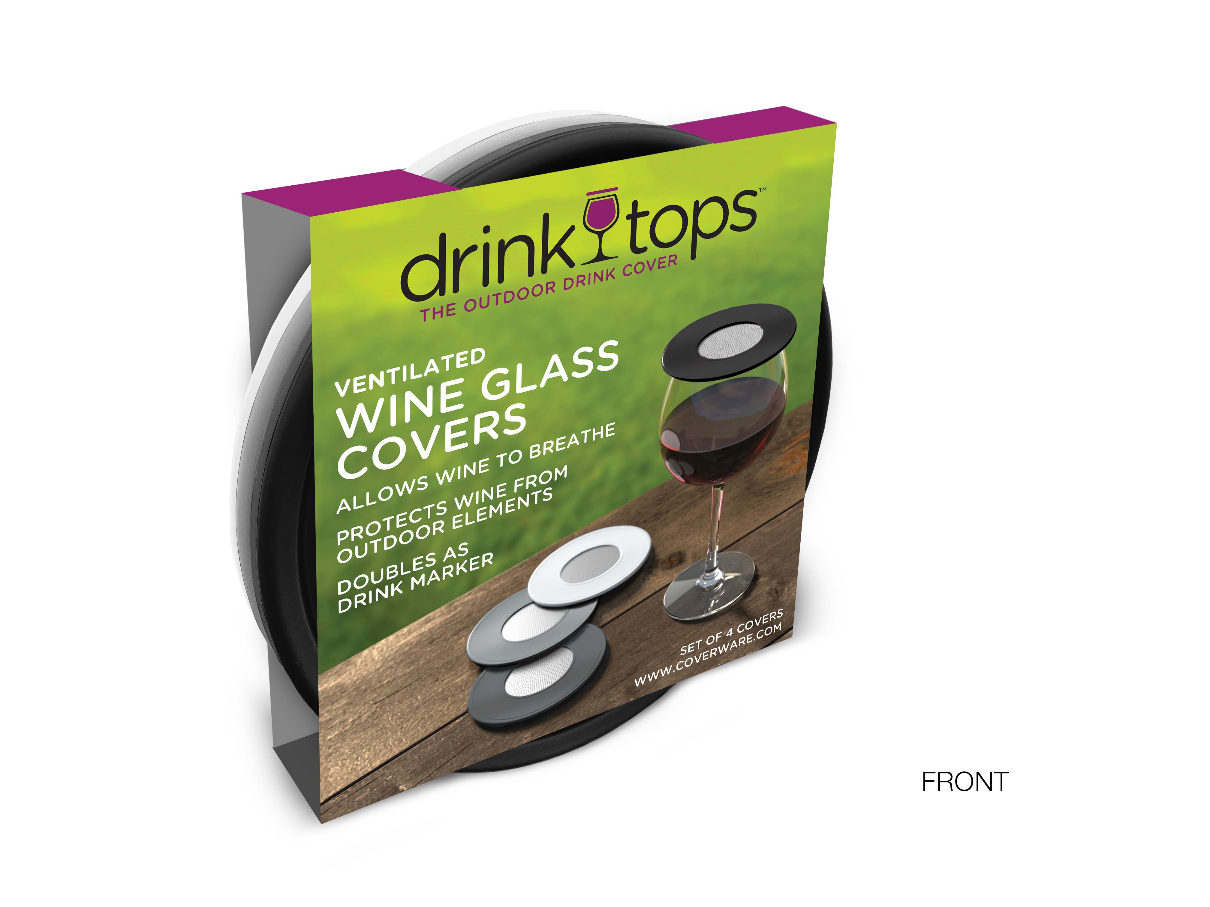 Drink Tops™ - Wholesale Wine Glass - VENTILATED Wine Glass Covers - 4/PK4