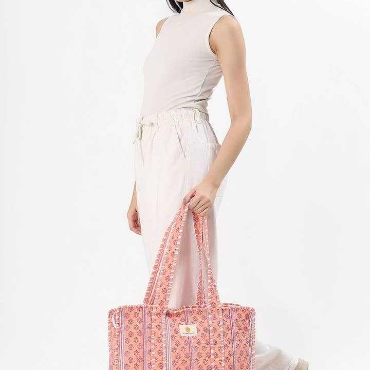 Hi Handmade - Wholesale Tote bag – Women's - Cotton Tote Bag With Zip - Petal Peach7