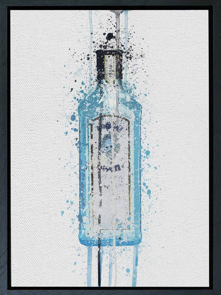 Lienzo decorativo para pared con botella de ginebra «Ocean Blue» para venta al por mayor de We Love Prints