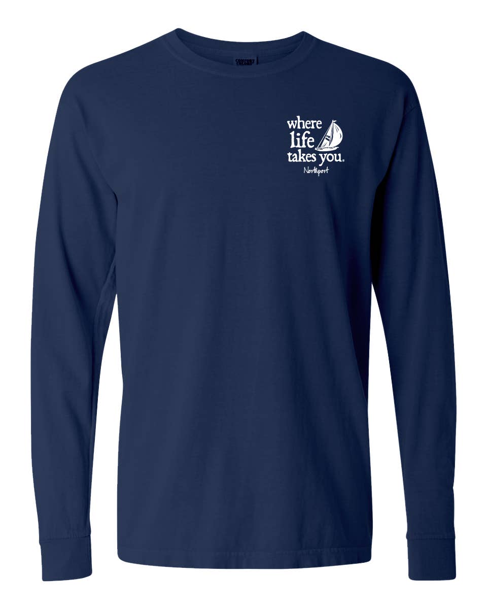 The Buffalo Works - Wholesale Screen Printed T-Shirt - Unisex - Elements of Home Northport Custom Destination Unisex LS Tee16