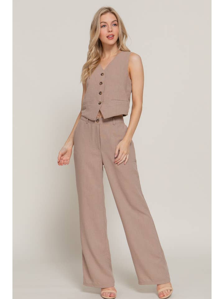 Active Basic | Active USA – wholesale Kostymväst – Dam – V-ringad väst med knäppning fram i linneeffekt11