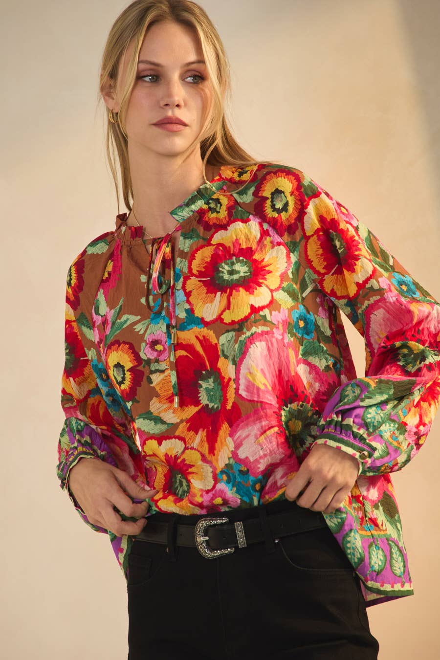 Oddi - Wholesale Blouse - Women's - Floral Border Printed Blouse7