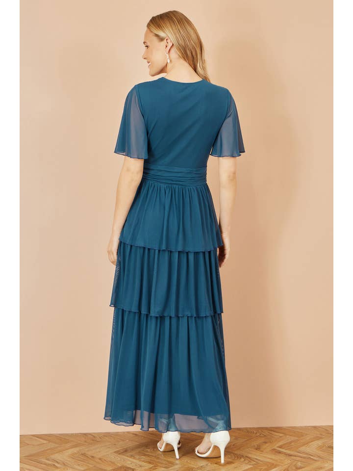 Yumi Teal Mesh Tiered Maxi Dress for wholesale on Faire3