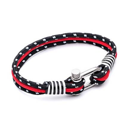 Adjustable Sports Shackle Black/White/Red for wholesale by Midhaven Ltd - Tribal Steel
