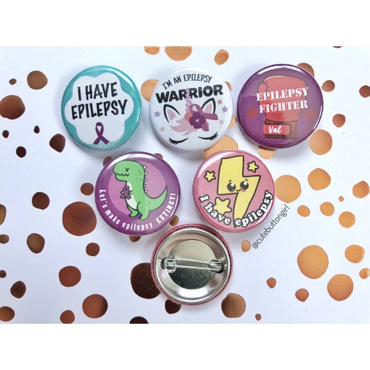 1,25 tum och 2,25 tum epilepsimedvetenhet för wholesale av Cute as a Button Girl