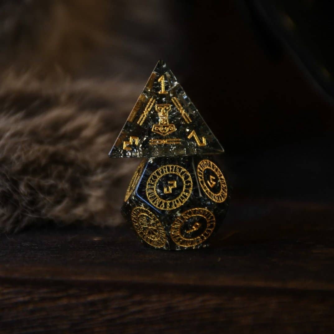 Misty Mountain Gaming - Wholesale Dobbelstenen - Nordic Black Shattered Glass Dobbelstenen Set - Dobbelstenen Rond de Wereld Collectie1