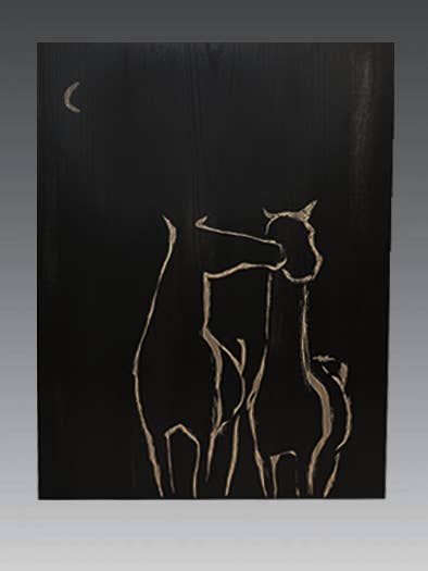 Quadro in legno intagliato a mano con cavalli, L70 x P4 x A100 cm per la vendita all'ingrosso da parte di JF The Reborn Home