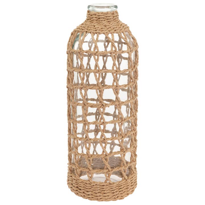 Boston International - Wholesale Vase - 13" Nautical Rope & Glass Vase