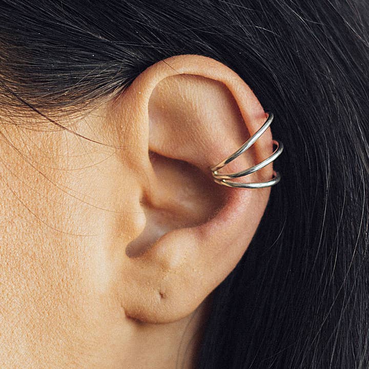 Otis Jaxon London – wholesale Cuff/wrap earrings – Triple Bar Ear Cuff Sterling Silver Earring
