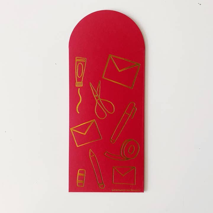 The Paper + Craft Pantry - Wholesale Envelopes - Stationery Doodles Red Packet Envelopes - Set of 62