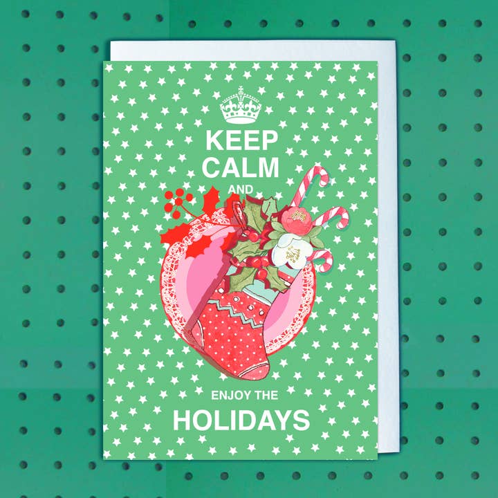 Keep Calm and enjoy the Holidays Christmas Cards set 6 for wholesale by Siobhan at april rose
