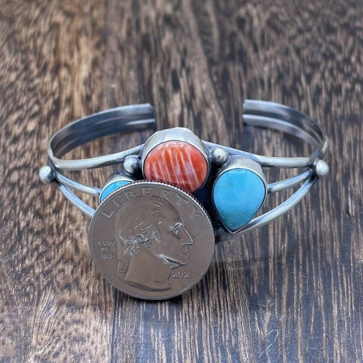 Native City Jewelry - Wholesale Cuff Bracelet - Native American Navajo Handmade Sterling Silver Multi Stone color Cuff Bracelet