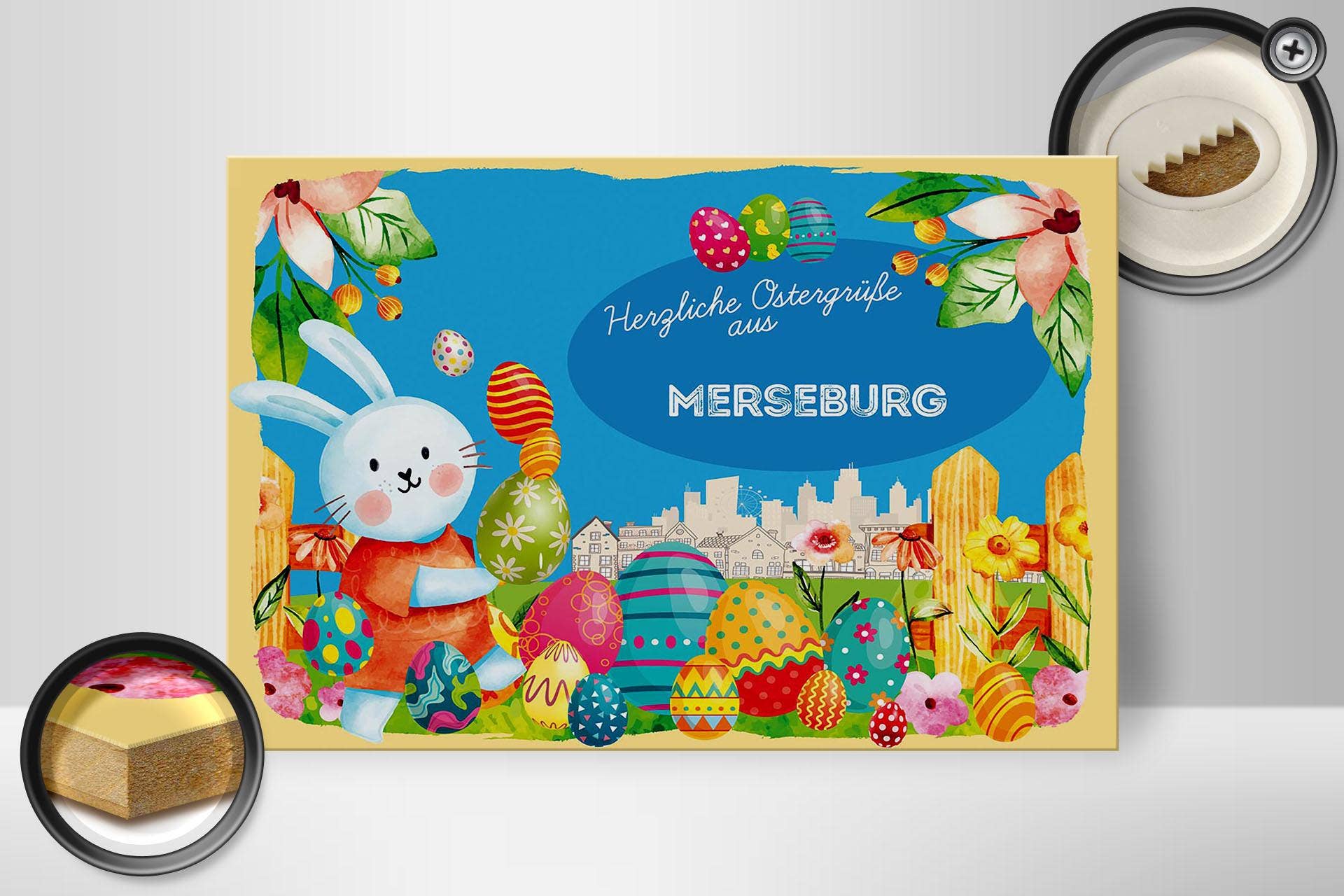 Femer - Wholesale Sign - Easter Easter greetings wooden sign 30x20cm MERSEBURG gift decoration wooden sign1