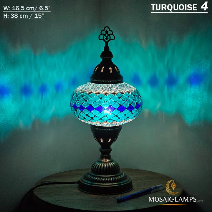 Mosaic Lamps - Wholesale Accent/Desk Lamp - 10+ Colors - Turkish Mosaic Large Globe Table Lamp, Marrakec85
