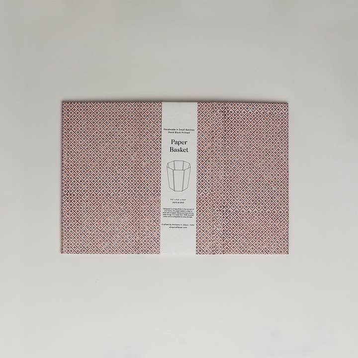 Craft Boat - Wholesale Basket - BLOCK PRINTED HEXAGON COLLAPSIBLE BASKET - DOT & GRID3