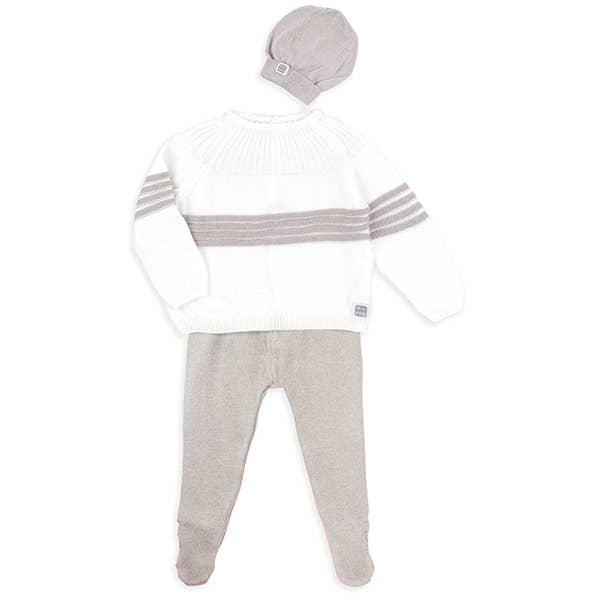Minutus - Wholesale Clothing Set - Baby - Baby set in grey and cream Spot knit (3 pieces)4