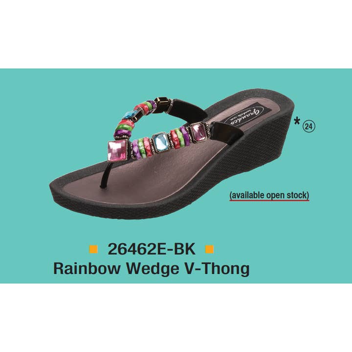 Tanga Rainbow Cunha, 5-11, BK por atacado de Grandco Sandals