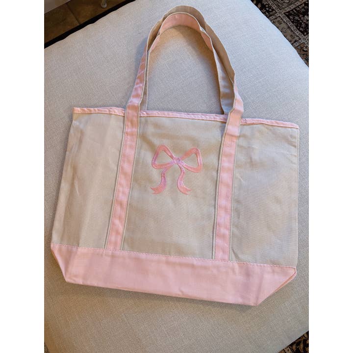 Happy Hour - Wholesale Tote Bag - Women's - Pink Bow Tote Bag1
