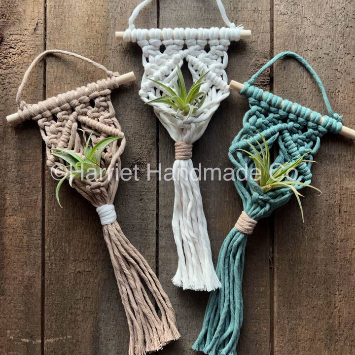 50+ Colors Mini Macrame Air Plant Hanger for wholesale by Harriet Handmade Co.