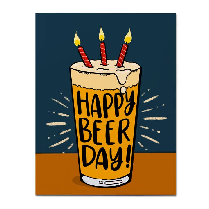 Biglietto di auguri per compleanno, ecologico e divertente, per bere birra per la vendita all'ingrosso da parte di Shawna Smyth Studio