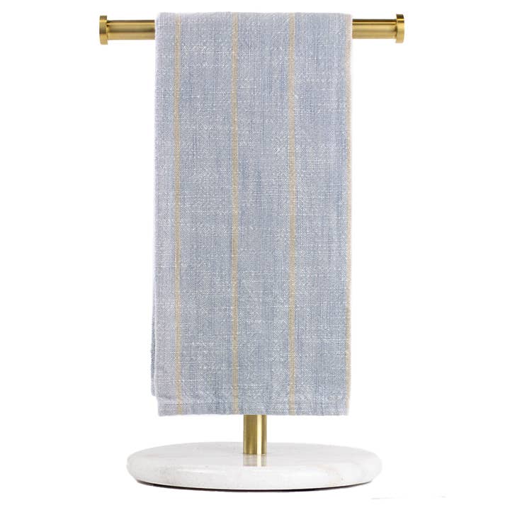 Mia Stripe Hand Towel Light Blue/Yellow 20x28 for wholesale by The Royal Standard