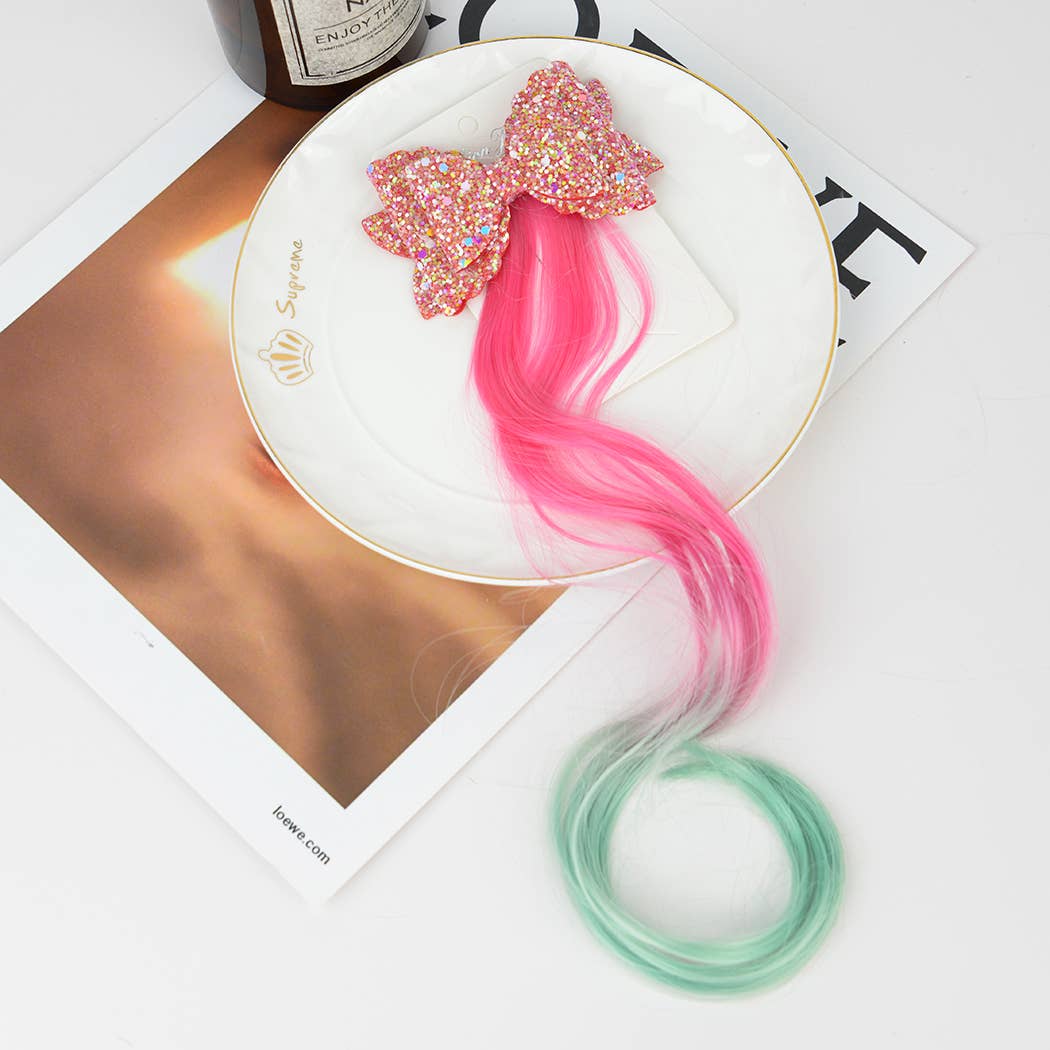 TheDivaSoap - Wholesale Hair Clip - Kids - Girls Gradient Wig Bow Hair Clips3