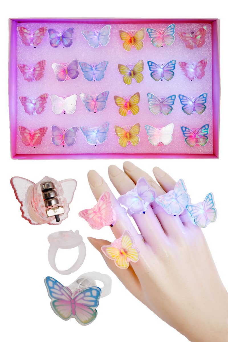Cap Zone – wholesale Retailer display – Jewellery – Butterfly LED Light-Up Resin Ring0