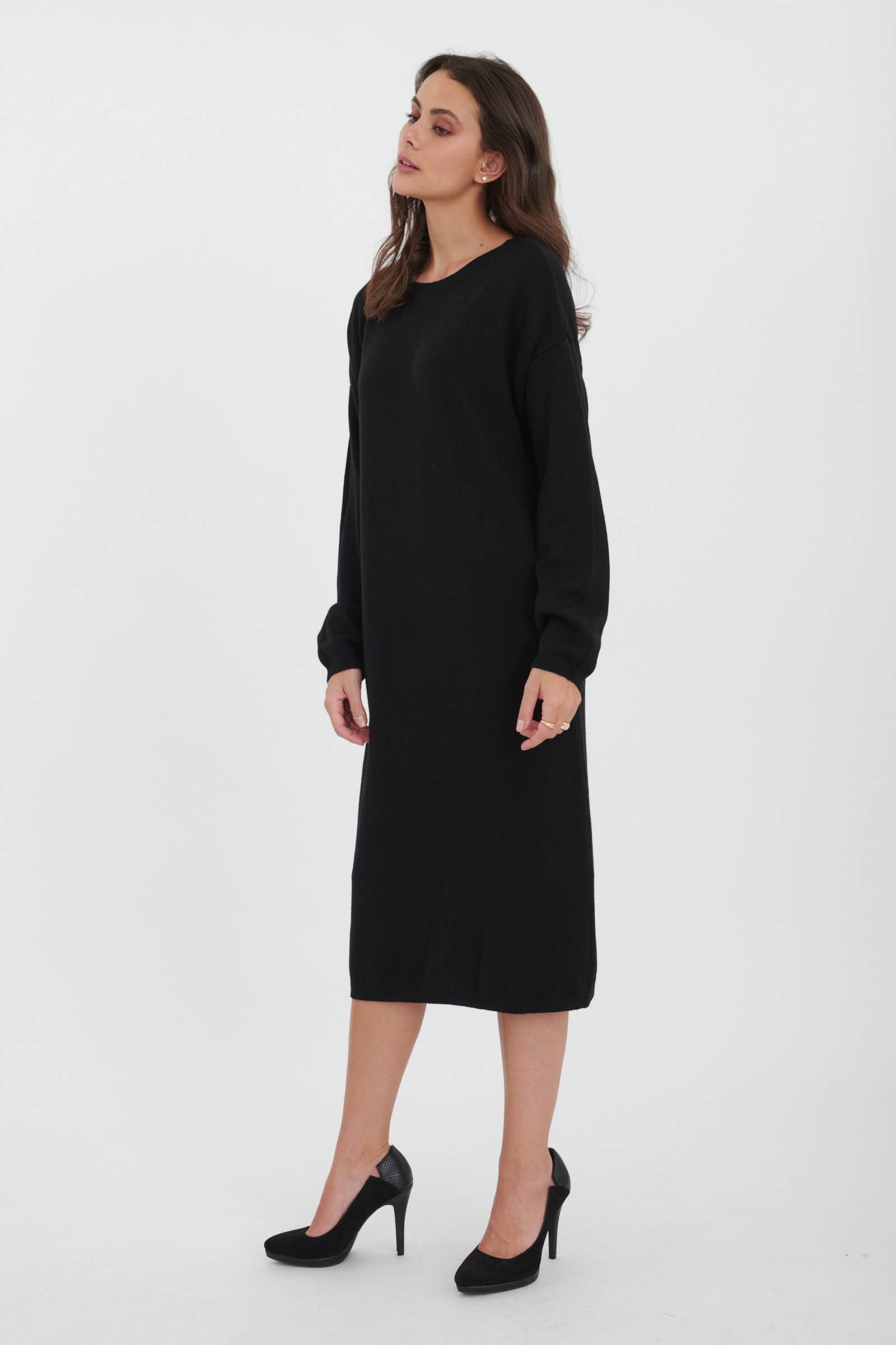 ORNELLA PARIS - Wholesale Dress - Women's - LEL-R22271 plain long sweater dress12