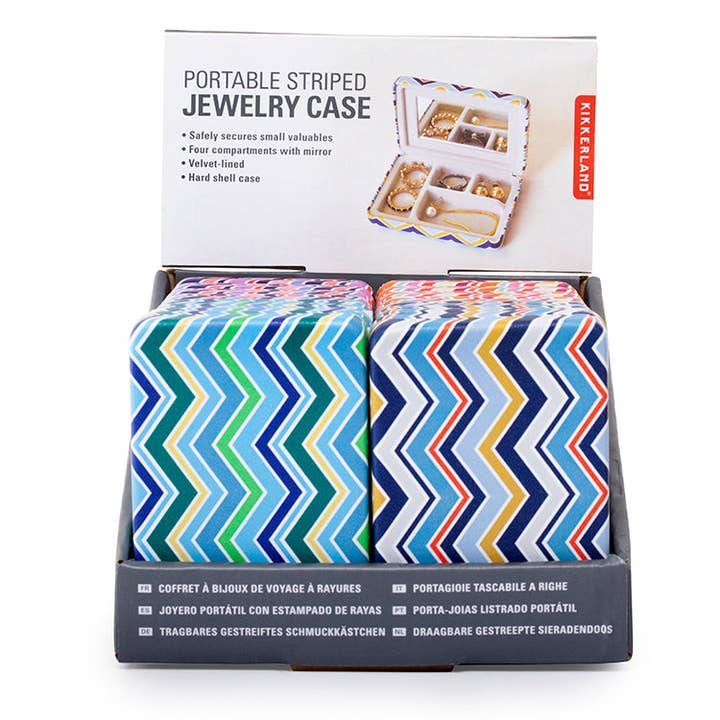 Kikkerland Design Inc - Wholesale Jewelry Box/Organizer - Portable Striped Jewelry Case