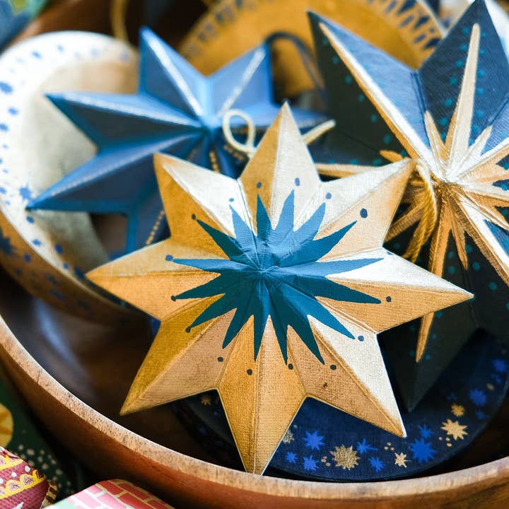 East End Press – wholesale Ornament – UK/EU: Golden Star Screen-Printed Board Decoration10