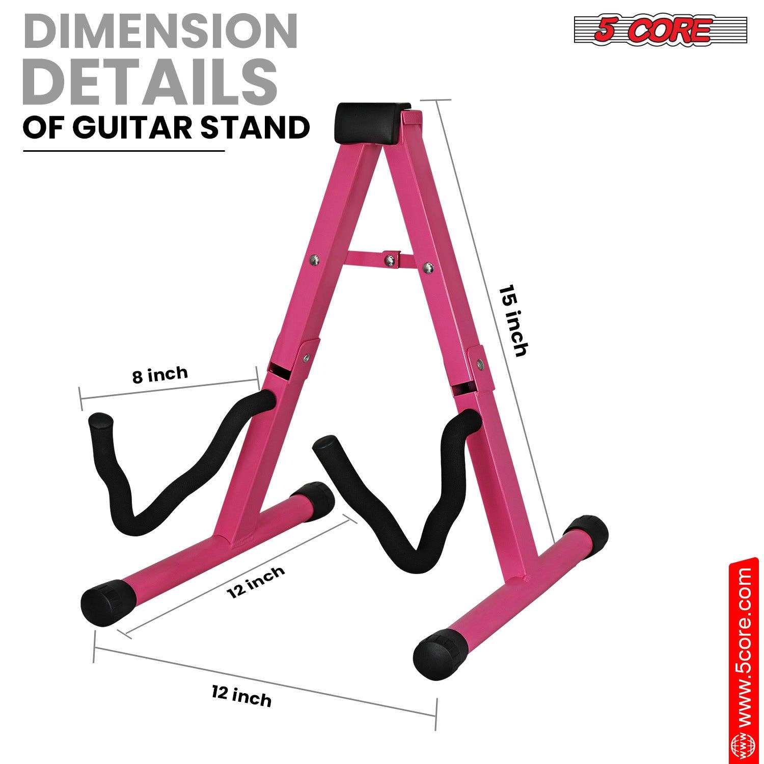 K Cube Inc - Wholesale Musical Instrument - 5Core Guitar Stand Floor A Frame Electric Acoustic Bass Soporte Para Guitarra PINK4