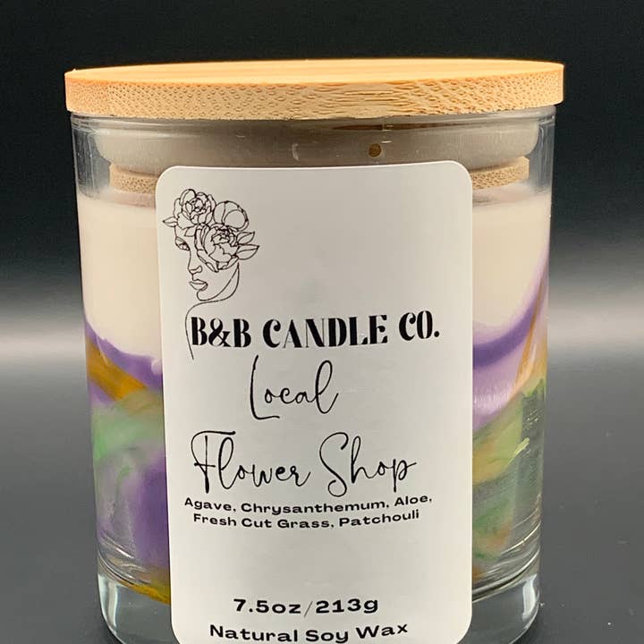 B&B Candle Co. - Wholesale Jar/Filled Candle - Local Flower Shop Scented Candle with Fresh Floral Blooms