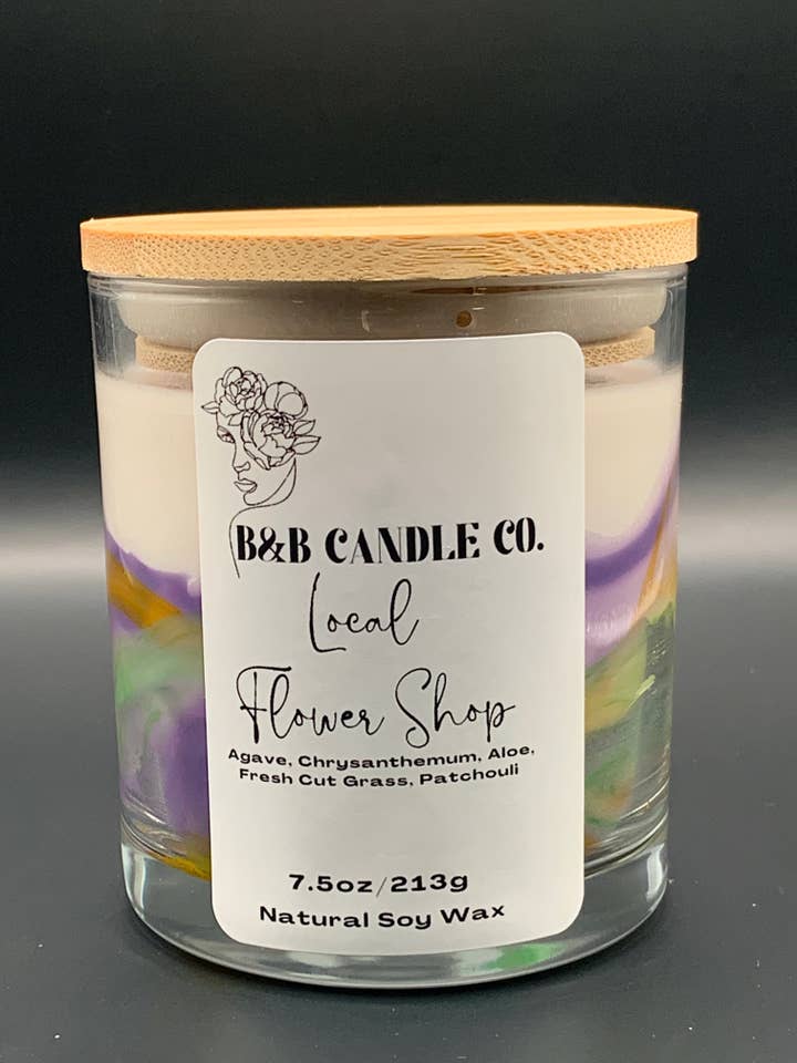 Lokales Blumengeschäft Duftkerze mit frischen Blumenblüten für den Großhandel von B&B Candle Co.