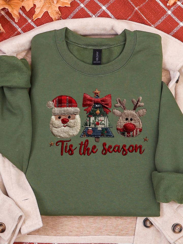 Tis The Season Faux Yarn Sweatshirt for wholesale by Gambi's Tees
