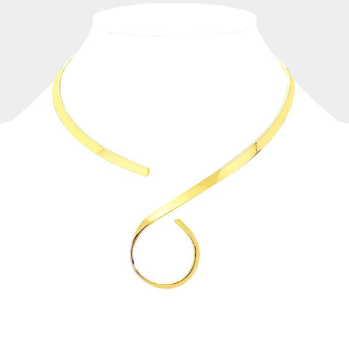 14" swirl metal open choker necklace for wholesale by Sensibling Corp.