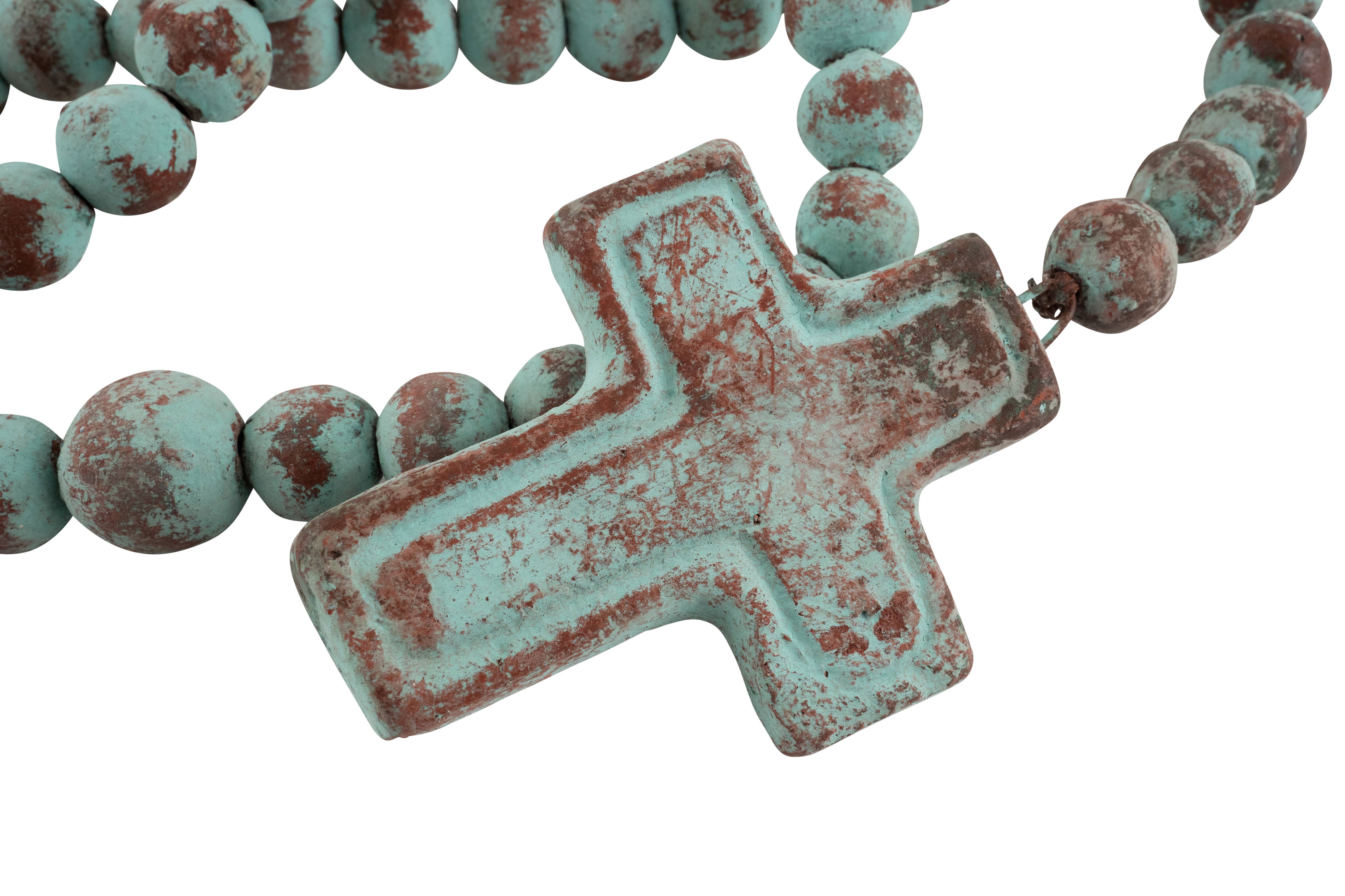 My Amigos Imports – Großhandel Gebetskette für den Hals – AUSVERKAUF-Tonrosenkranz-99-112 cm-Gebetsperlen-Kreuz-Farben0