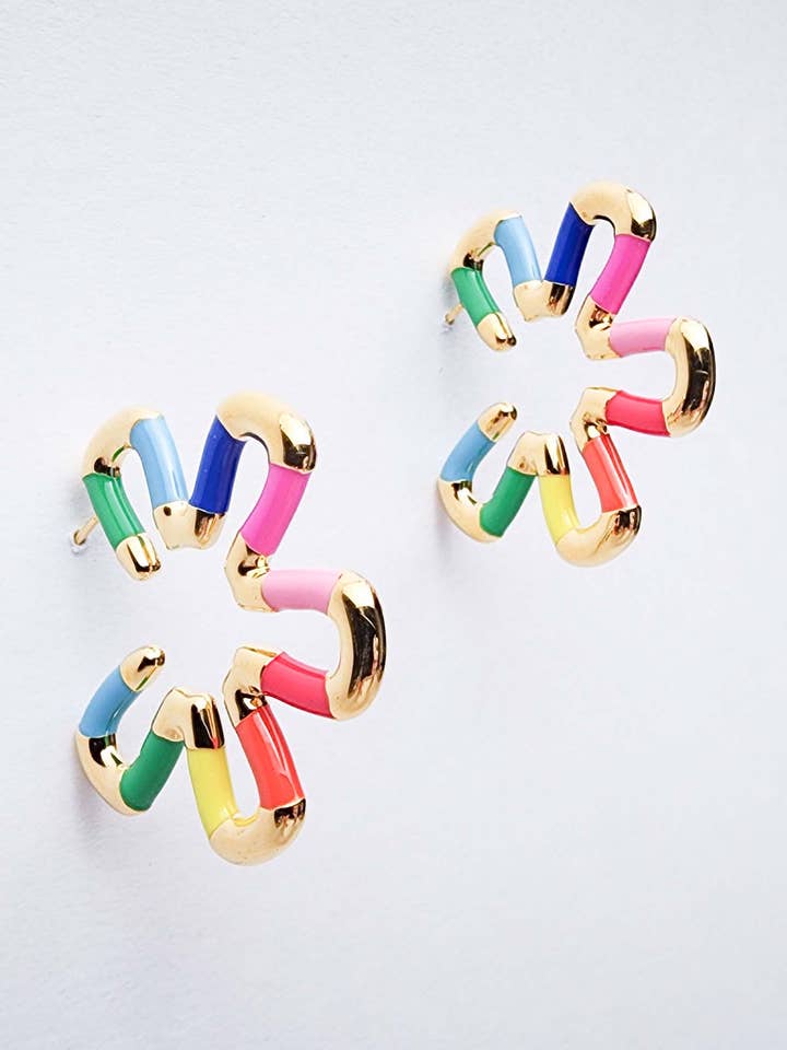 Rainbow Enamel Daisy Earring for wholesale by Hello Edie