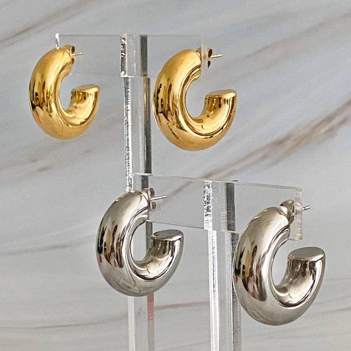 Ellison+Young - Wholesale Hoop Earrings - Polished Hollow Daily Hoop Earrings8