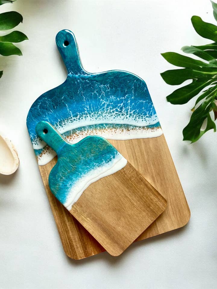 Ocean Wave Resin Serving Board, Cheese Board, Charcuterie for wholesale by Stray Resin