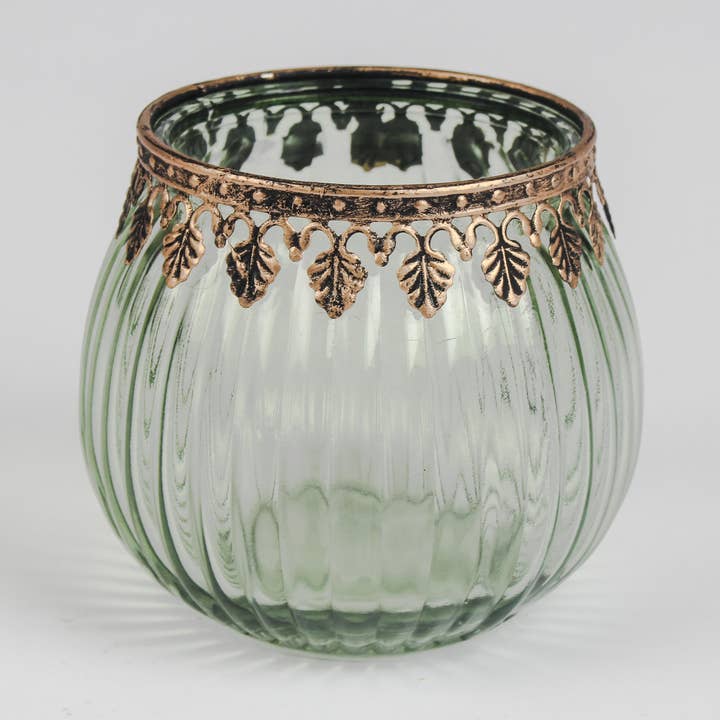 Green Ribbed Glass Bowl for wholesale by Originals International Ltd