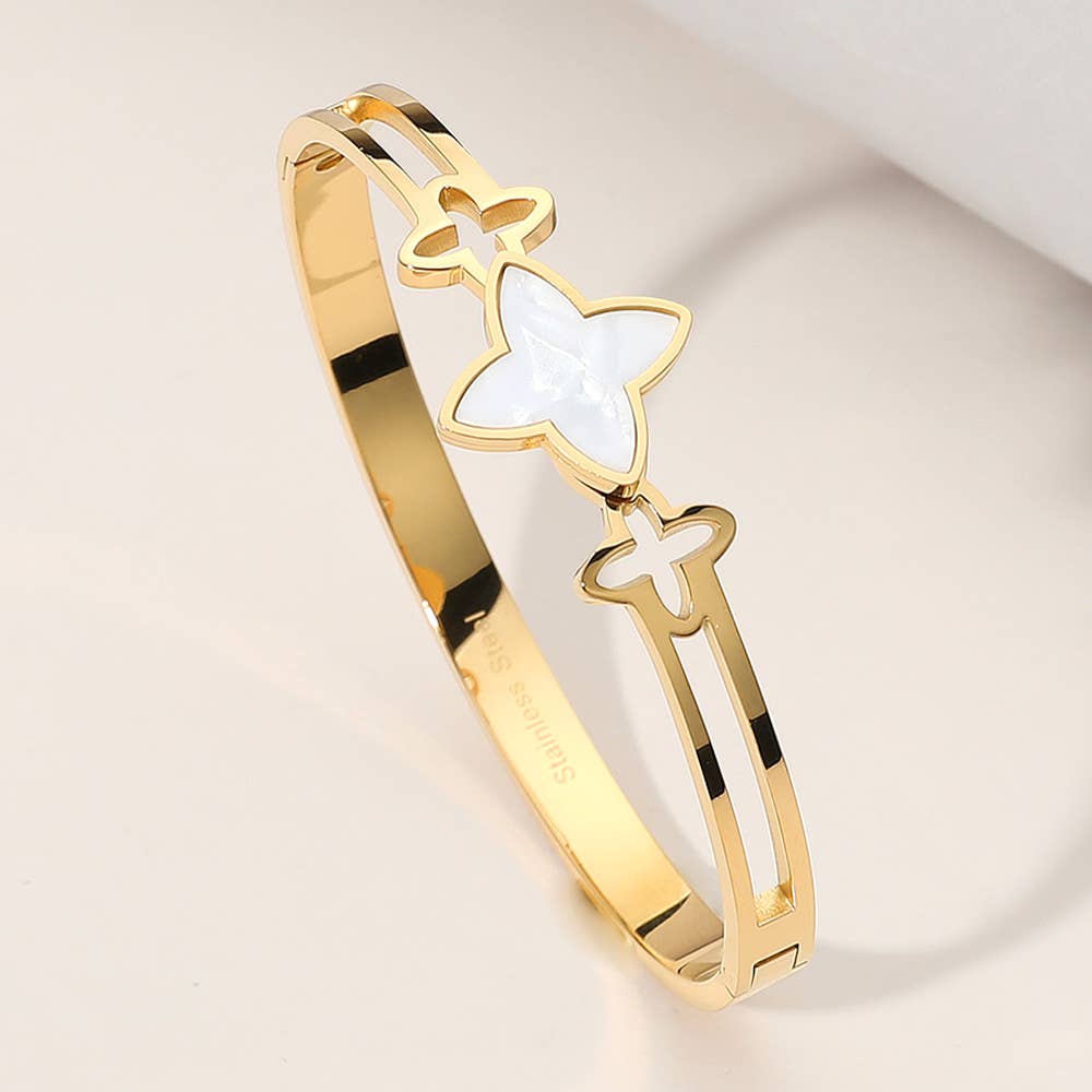 Sensibling Corp. – Großhandel Armreif – Edelstahl-Kleeblatt-Spitzscharnier-Armreif2