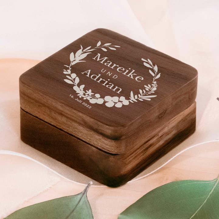 Eucalyptus Ring Box/Wedding Ring Box|Personalized for wholesale by Die Kerzenwerkstatt
