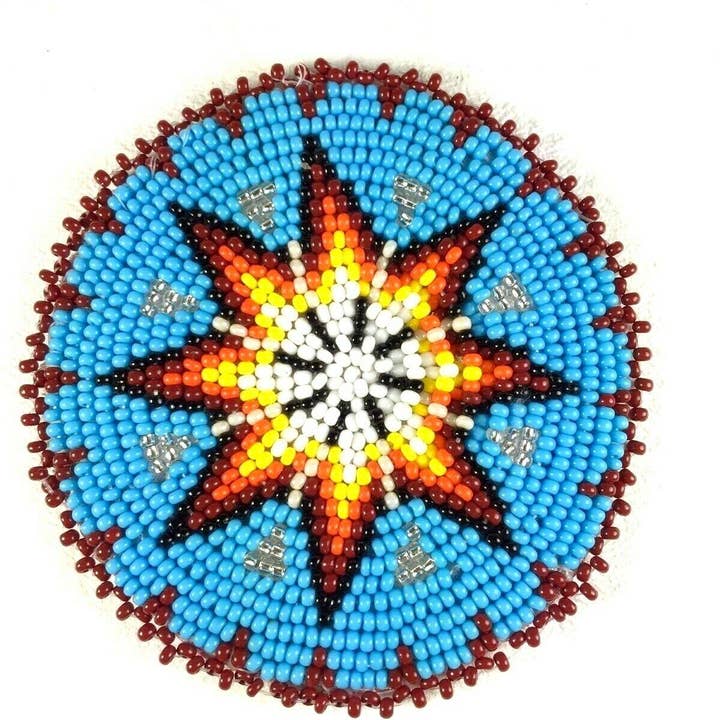 BEADS CORNER - Wholesale DIY craft kit - Native Style Handmade Turquoise Blue Star Beaded Appliques Rosette Q53/15