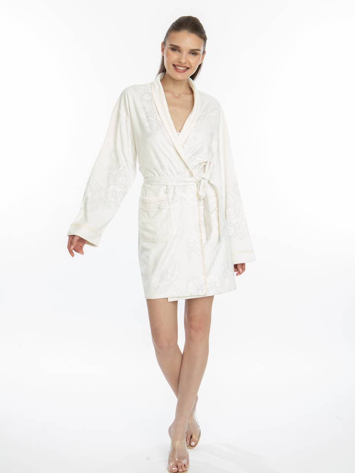 Bliss Angel White Short Robe for wholesale by Wrap Up by VP