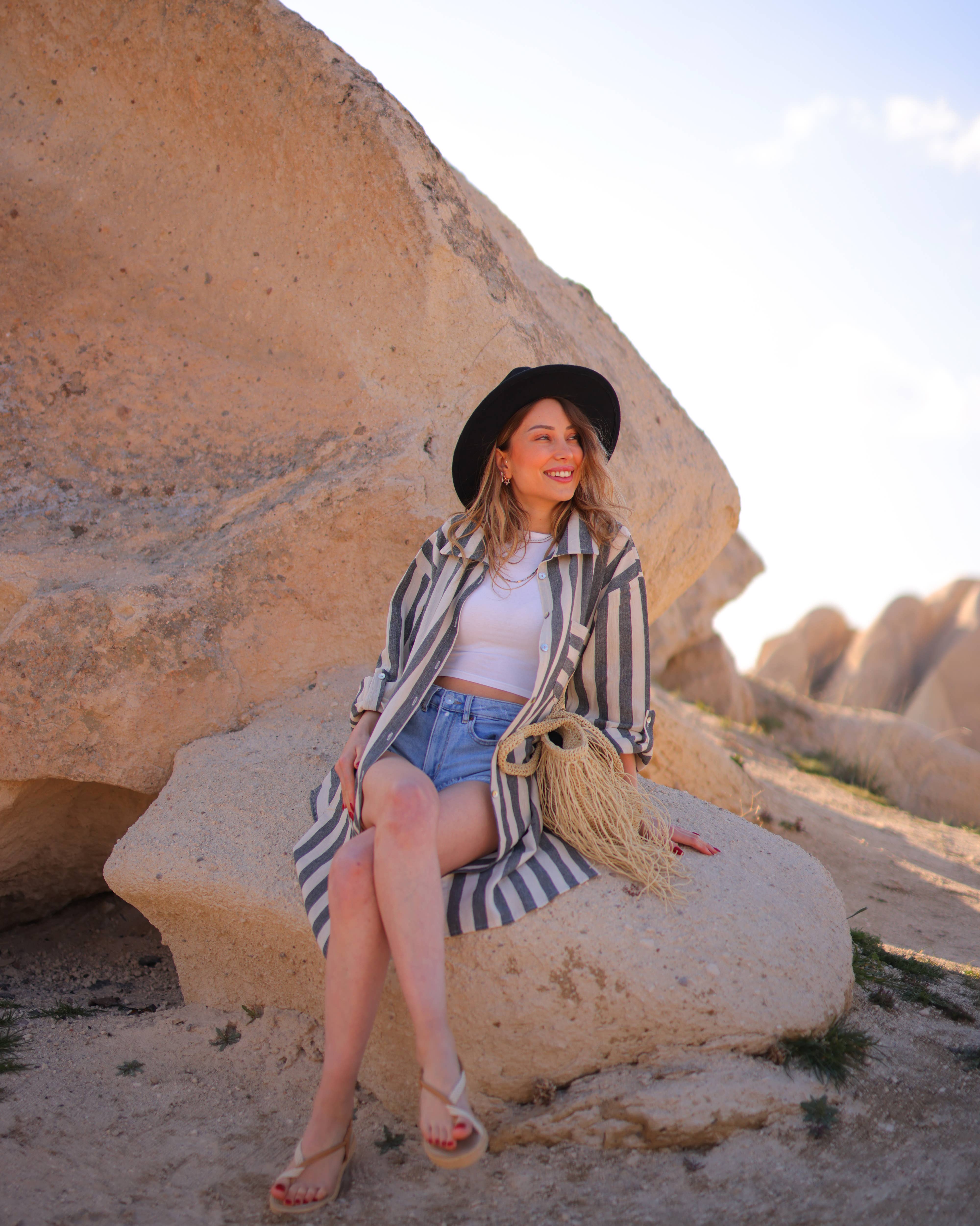 Moa - Wholesale Dress - Women's - Striped Short Linen Shirt Dress2