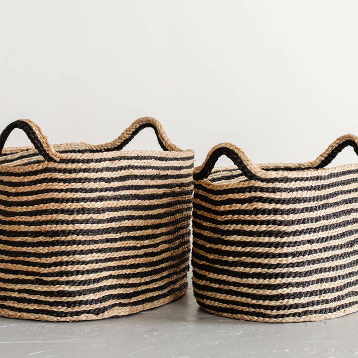 Will & Atlas – Cesta por atacado – Cesto Oval com pega, juta - riscado7