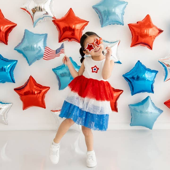 Sweet Wink - Wholesale Dress - Kids - Patriotic Star Patch Tank Tutu Dress - 4th of July - Girls