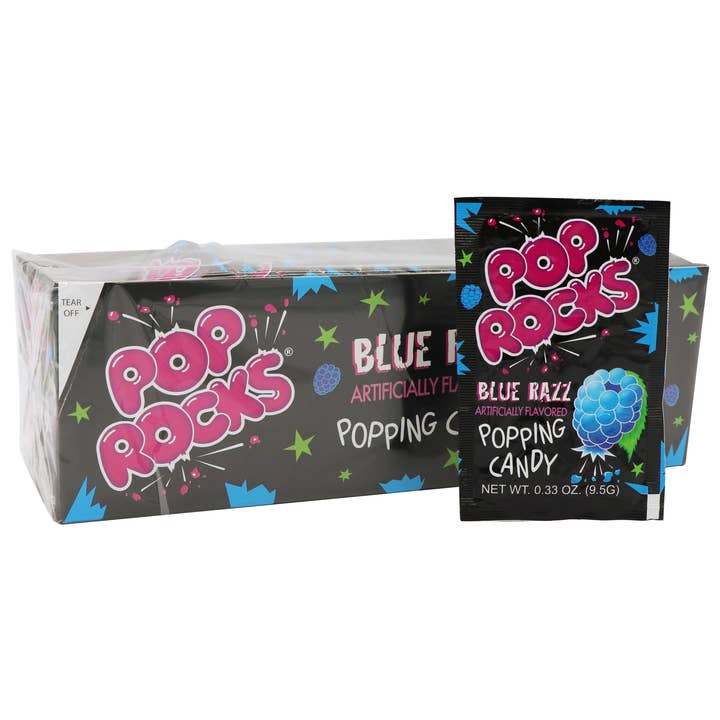 Grandpa Joe's Candy Shop - Wholesale Chewing Gum - Pop Rocks, Blue Razz, 0.33oz, 24Ct Case