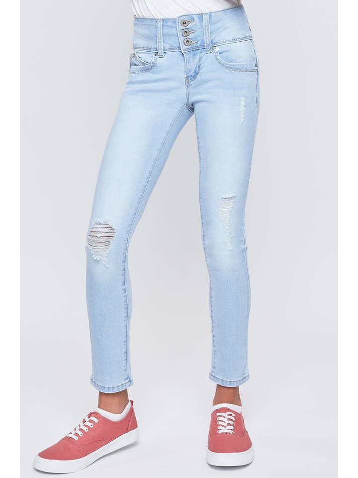 YMI - Wholesale Jeans - Kids - Girls WannaBettaFit 3-Button Clean Hem Skinny -GP2377532
