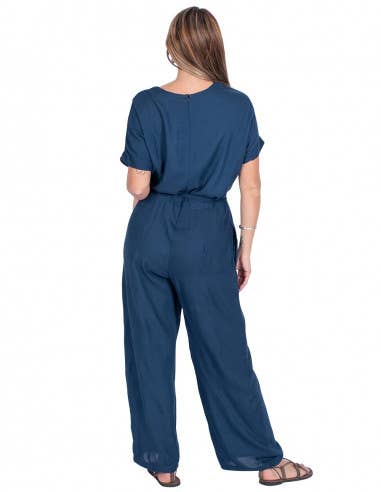 Blue Long Plain Jumpsuit for wholesale on Faire4